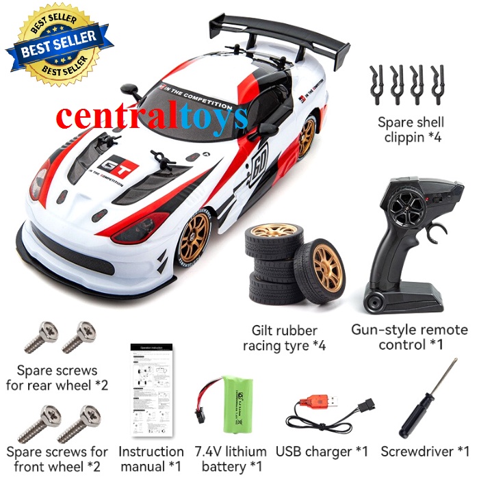 Mobil RC Drift 1:16 4WD 2.4GHz Mainan Remote Control Kecepatan Tinggi