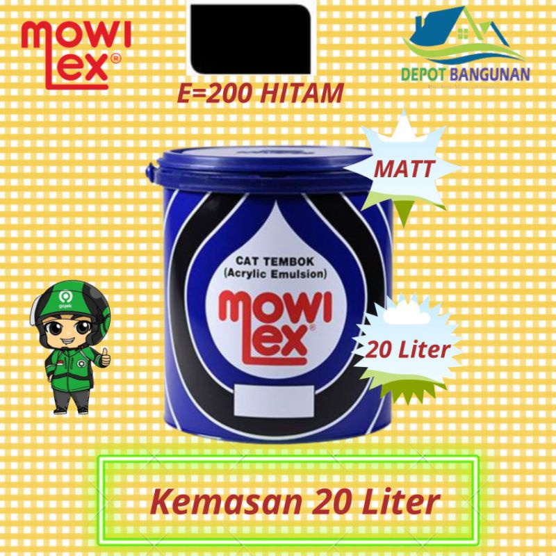 Cat Tembok Cat Taman MOWILEX Interior E - 200 HITAM 20 Liter