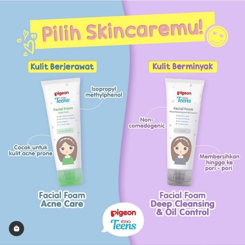 PIGEON Teens Facial Foam for All Skin Types / Acne Care Daily Mild Cleansing / Sabun Muka