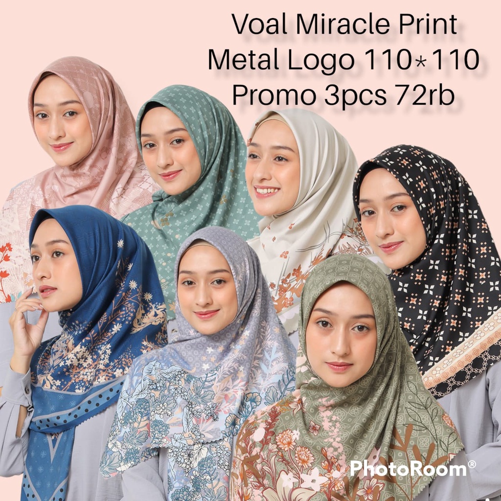 Hijab Voal Miracle Metal Print Laser Cut 110*110 [Paket Promo 3pcs 72rb]