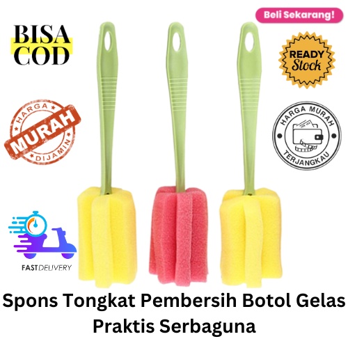 [BISA COD] PROMO Spons Tongkat Pembersih Botol Gelas Praktis Serbaguna Sikat Botol Pembersih Botol Tongkat Pembersih Gelas Sikat Pencuci Gelas Sikat Spons Murah