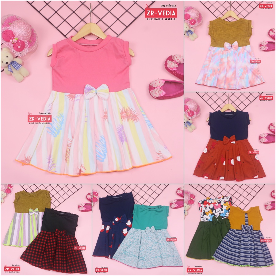 Dress Melody uk Bayi - 6 Tahun / Dres Baby Yukensi  Baju Anak Perempuan Casual Gaun Pesta Polos Kiosbalitaaprillia