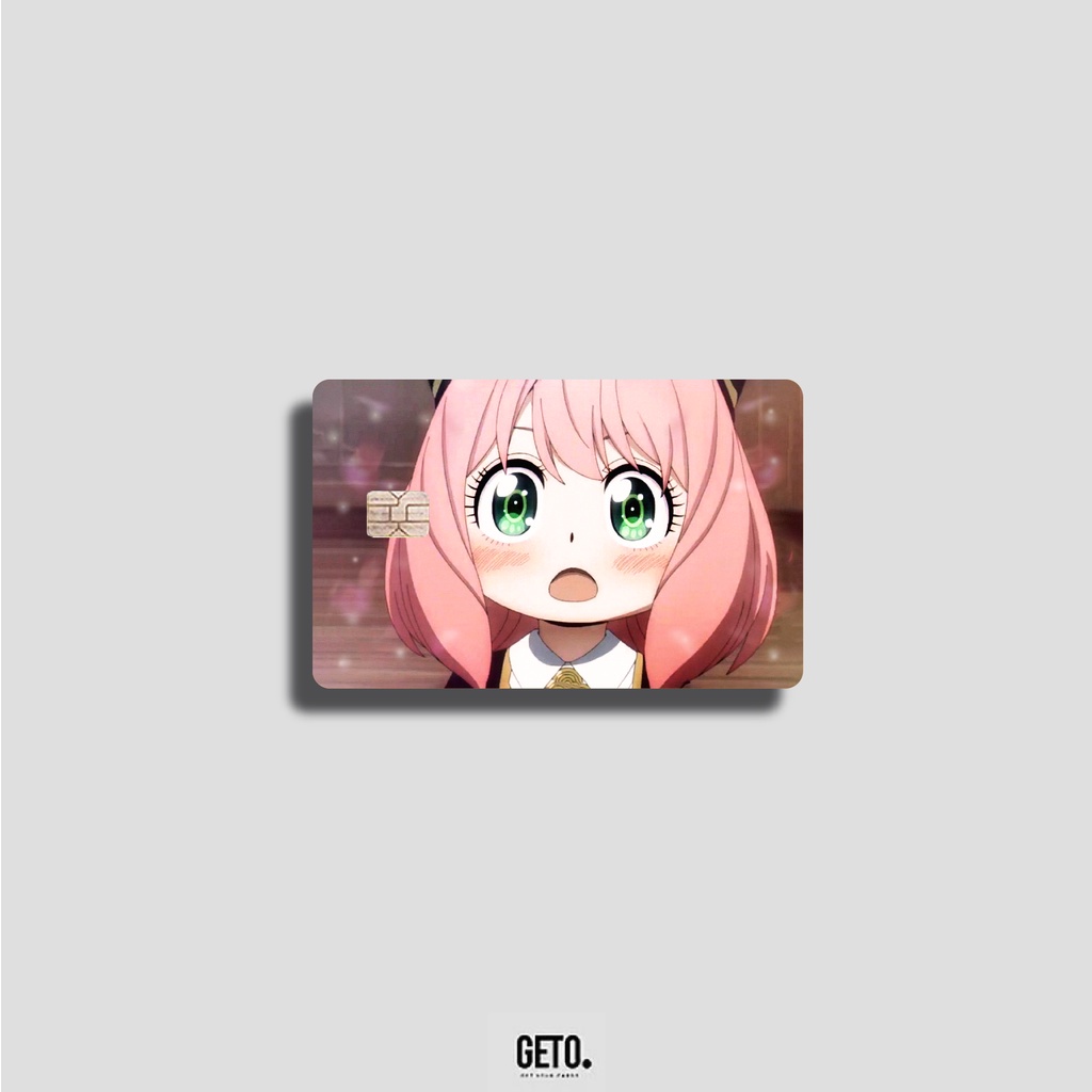 

Stiker kartu ATM skin anime viral Spy X Family karakter Anya Forger hologram Sticker cards aman aksesoris anime terbaru