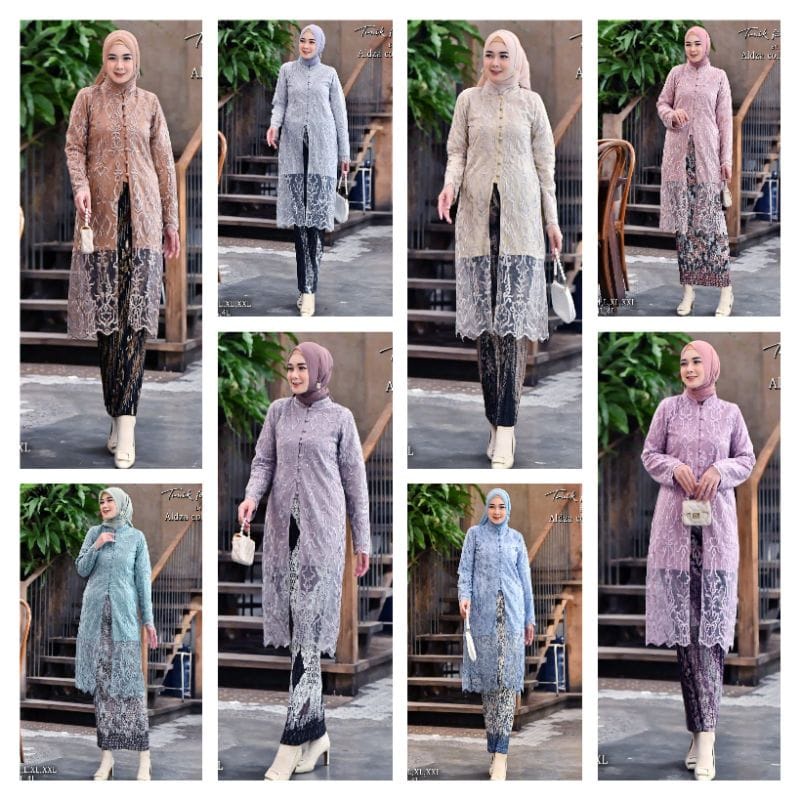 Realpict set kebaya gamis brokat jaguar mahira 4//kebaya muslim//kebaya tunik//kebaya