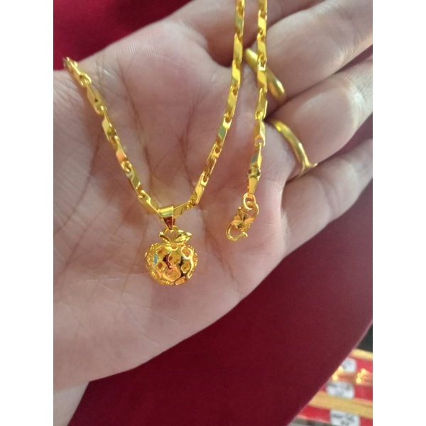 kalung padi balok apel lapis emas 24k