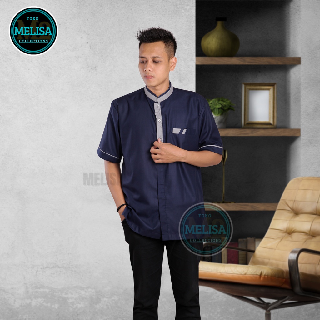 Baju Koko Lengan Pendek Baju Koko Fashion Muslim Pria Dewasa Terbaru Bahan Toyobo 8 warna
