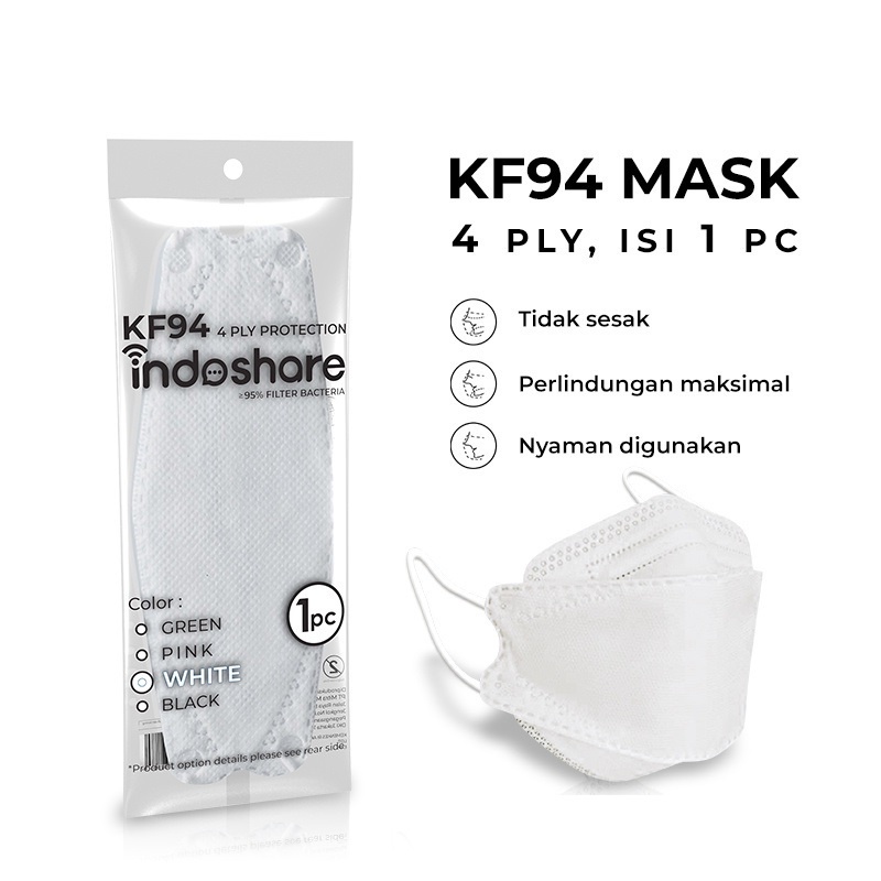 Masker KF94 Earloop Mask 4ply isi warna hitam dan putih