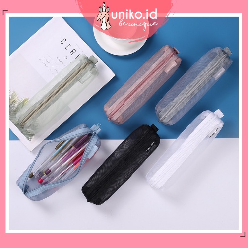 

UNIKO.ID - KOTAK PENSIL AESTHETIC / TEMPAT PENSIL JARING TRANSPARAN / POUCH SIMPLE STYLE