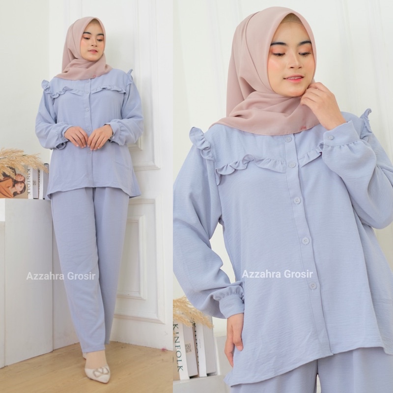 Atana Set Ld110 -  Setcel Crinkle Air Flow One Set Setelan Wanita Jumbo Oversize / 382-6980
