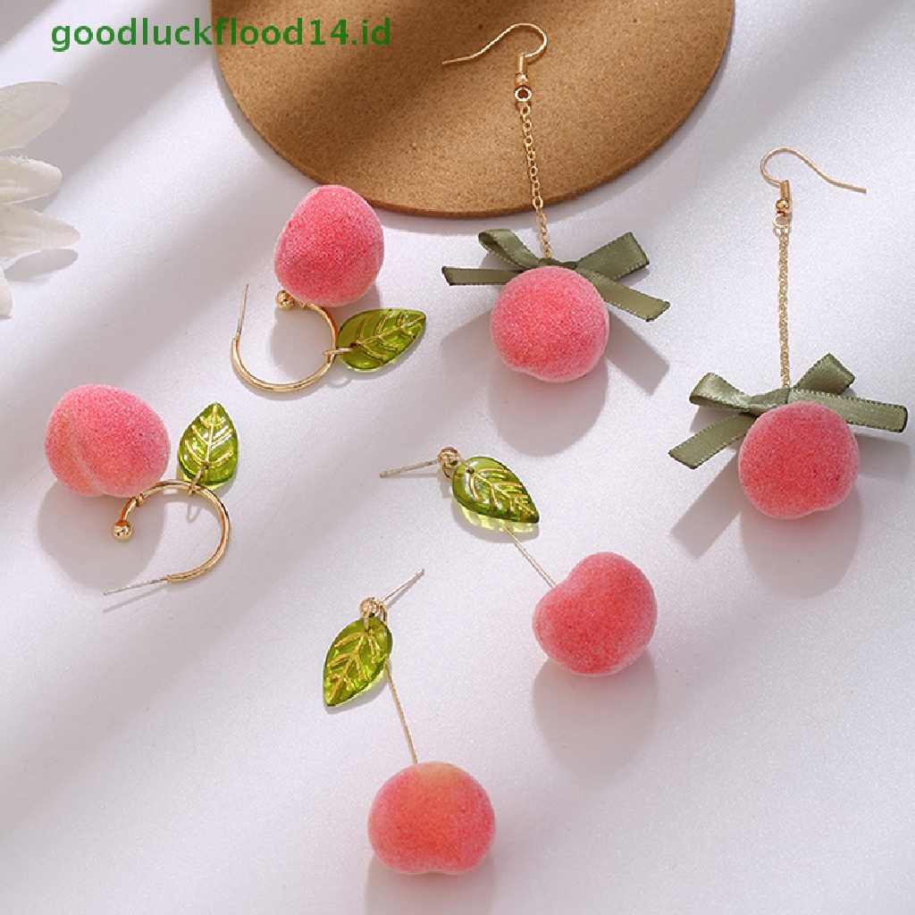 Anting Drop Rumbai Daun Peach Simulasi Warna Pink Untuk Hadiah Perhiasan Pesta Perempuan