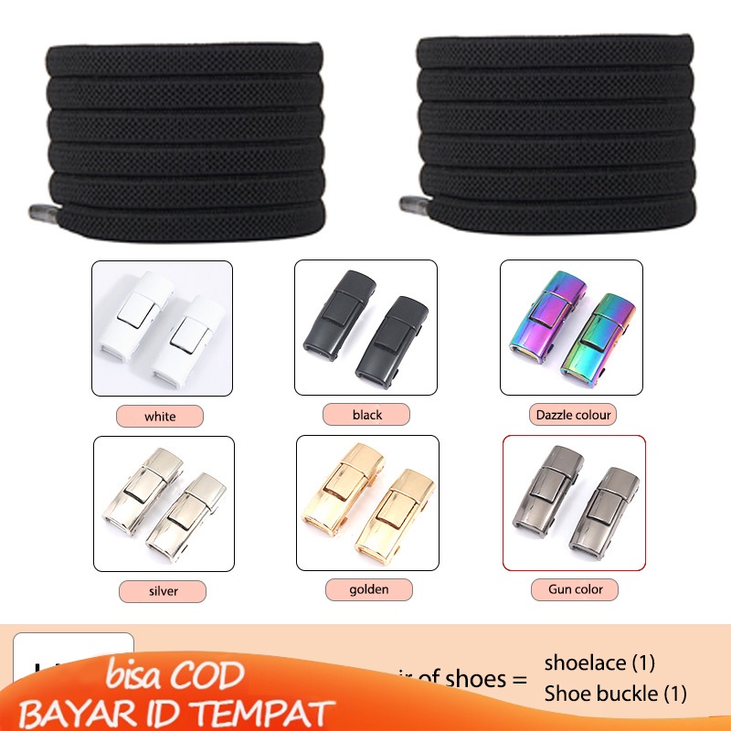 COD❤️1 Set Tali Sepatu Magnet Simple Shoelace Magnetic Simple Lazy Tali Sepatu Elastis Bulat Karet Praktis- cl
