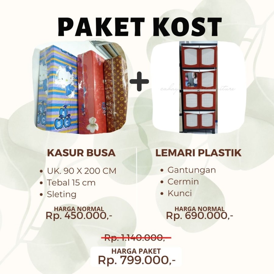 PAKET HEMAT KOST KOSAN KASUR BUSA + LEMARI PLASTIK