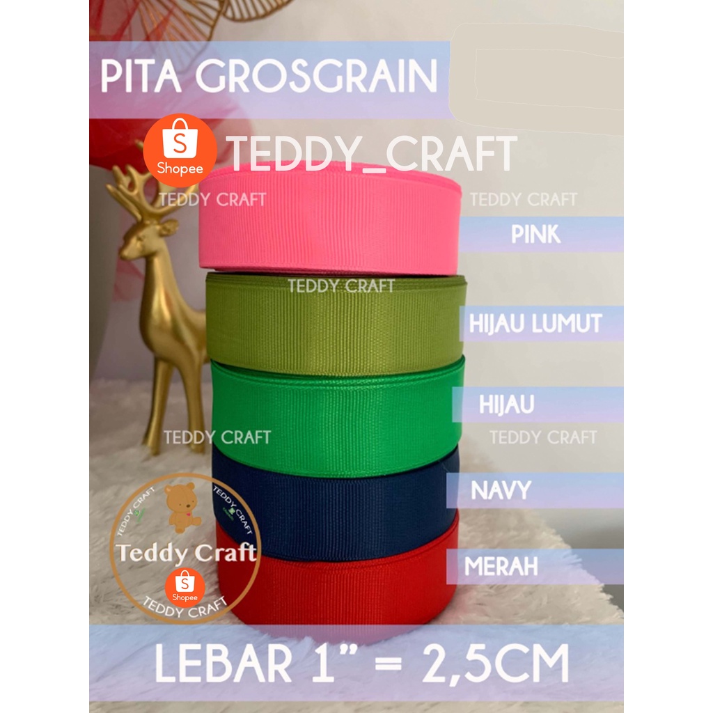

Pita Grosgrain METERAN - Lebar 2,5cm - Pita Kado - Pita Hias