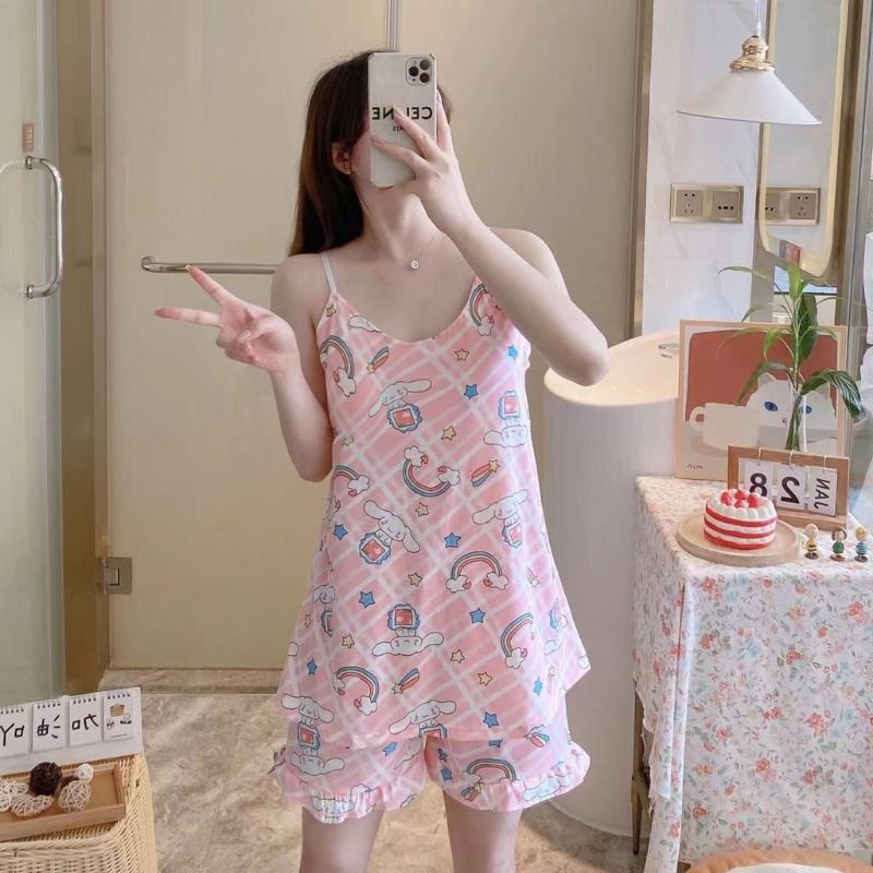Baju Tidur Tanktop Hotpant Wanita Import/Piyama Tanktop Wanita Spandek C17c.16a