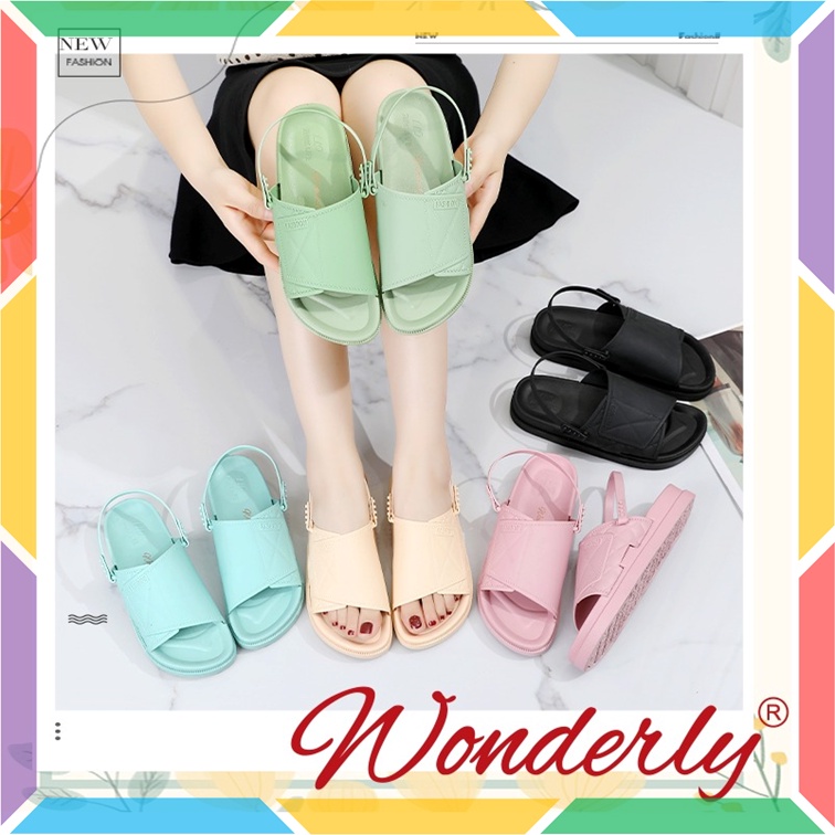 1962A17 Sandal Strap Wanita Wonderly Sendal Selop Slop Karet Empuk Slip On Import Fashion Tawana