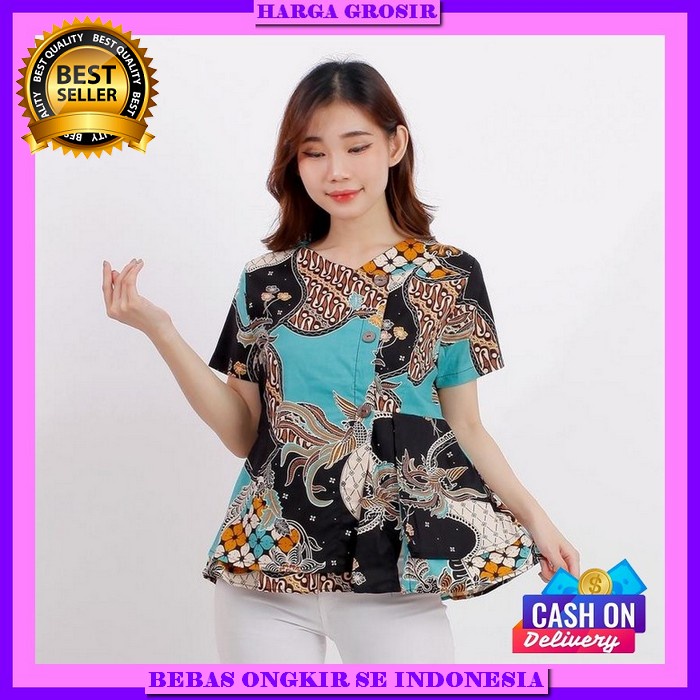 Atasan Kerja Casual Blouse Baju Batik Wanita Cewek Kekinian Bju Dewasa Model Terbaru Atsan Remaja Im