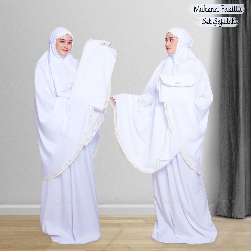Mukena Dewasa Putih Polos Fazilla Premium Jumbo Katun Adem