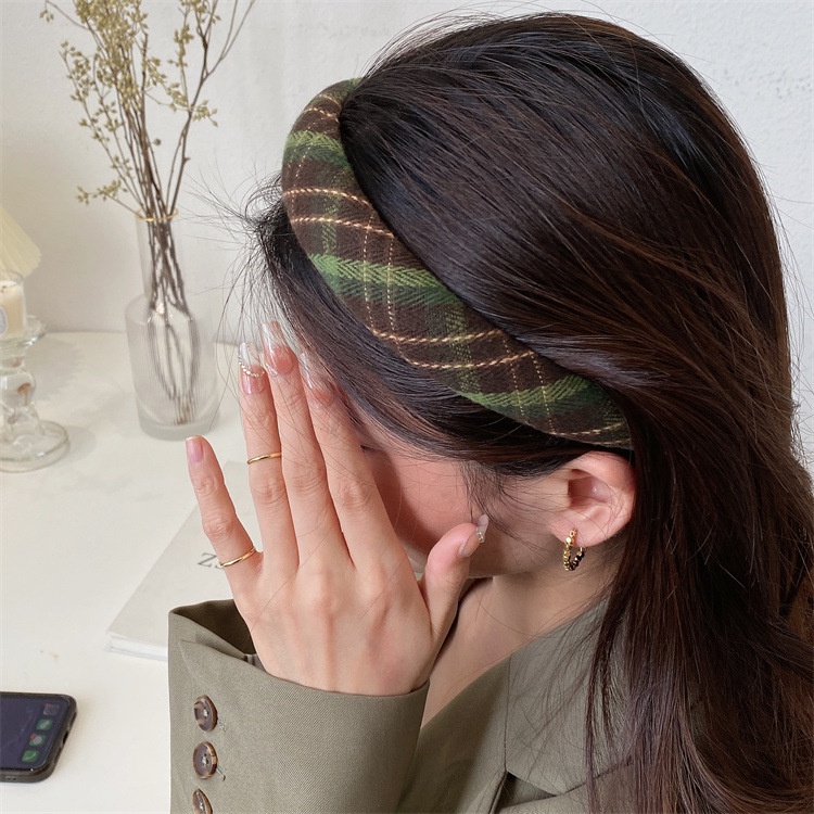 BANDO RETRO HIJAU GARIS PLAID KOTAK BENDO BANDANA WANITA KOREA WARNA POLOS PASTEL TERANG TEBAL LEBAR KOREAN WOMEN SOFT ONE SOLID COLOR PADDED WIDE HEADBAND HAIRBAND HAIR HEAD BAND