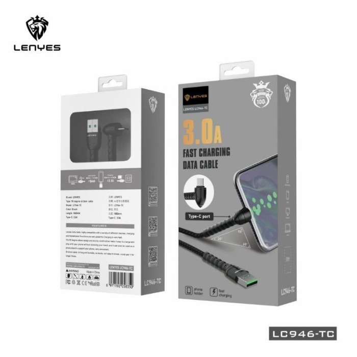 LC946 Kabel Data LENYES 3.0A LC-946 Fast Charging L TYPE C Grosir LIGHTNING