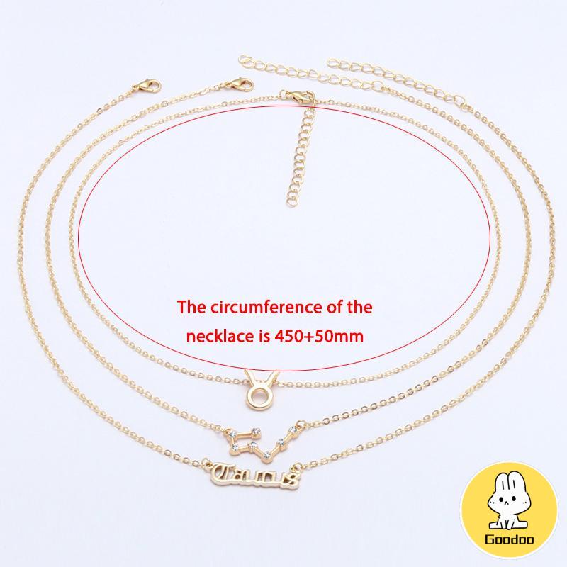 3 Pcs/set 12 Zodiak Wanita Konstelasi Liontin Rantai Kalung Ulang Tahun Perhiasan dengan Kartu Karton -Doo