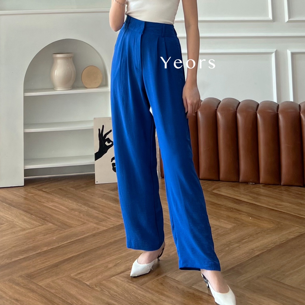 YEORS - Celana Kulot Crinkle - Wide Leg Highwaist Cullote Milly Pants - Office Work Pants - Celana Murah Basic Kantor Formal Kasual Wanita - Office Work Trouser - Loungewear Casual Pants - Petite Pants - Celana untuk Wanita Pendek