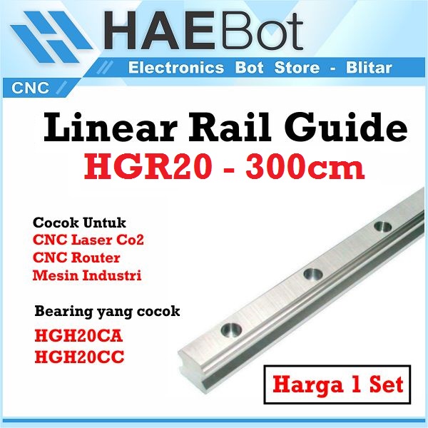 [HAEBOT] Linear Rail Guide HGR20 20mm 300cm 3000mm Rel Laser CO2 CNC Router Milling Plasma HGH20 Motion Industri Full Triplek Mesin Mekanik Otomasi