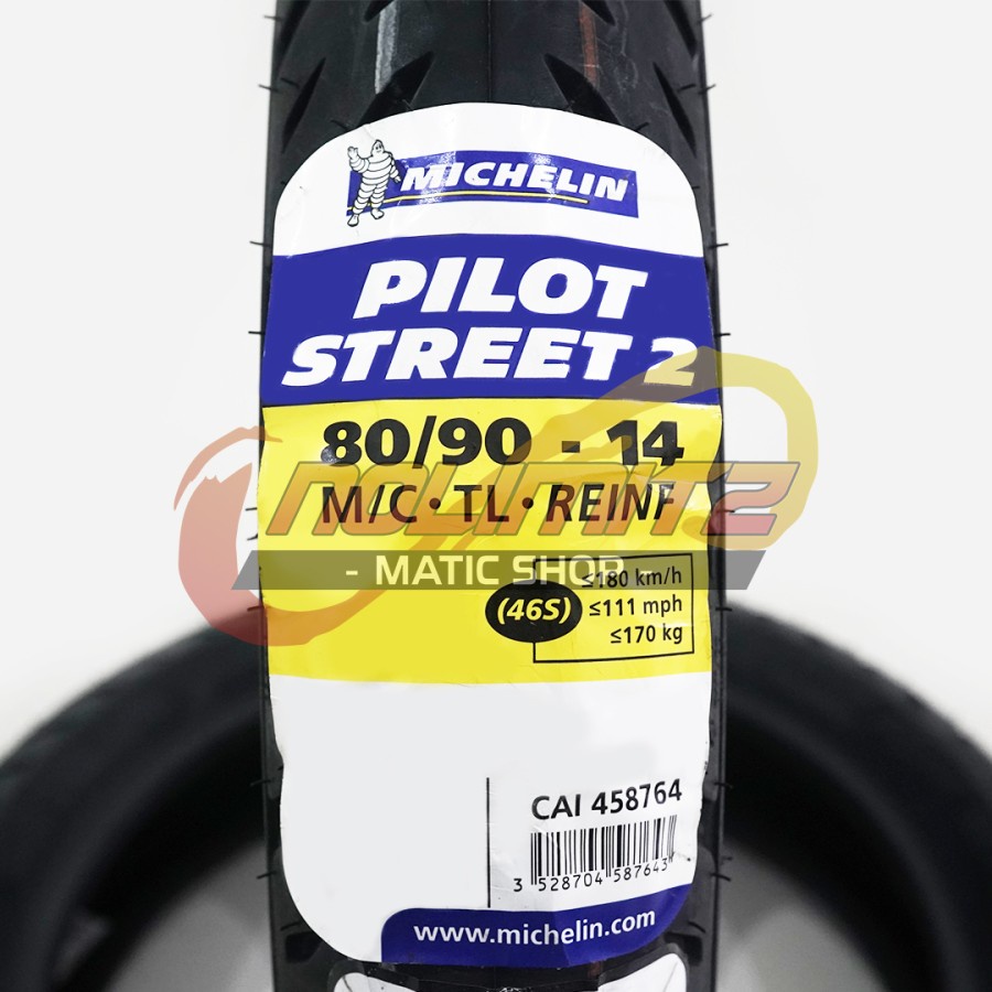 Ban Motor Tubeless Michelin Pilot Street 2 80/90 - 14 Vario Beat Scoopy Mio