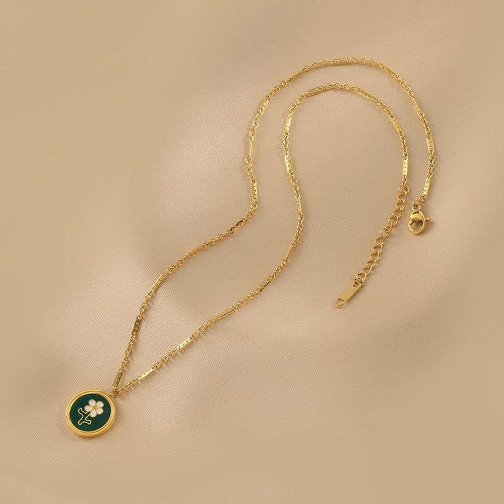 Mxbeauty Wanita Kalung Trendi Elegan Liontin Bunga Daisy Lapis Emas Titanium Steel Aksesori Gadis