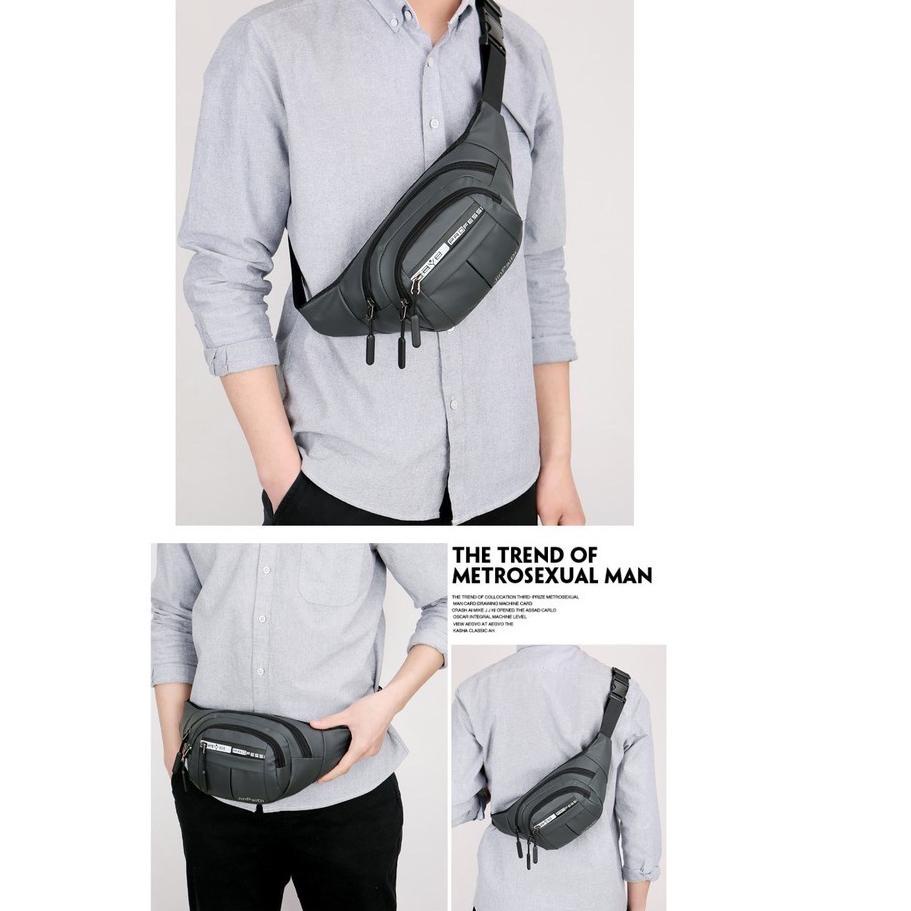 Tas Selempang Waist Bag Pinggang Pria Laki Cowo Cowok Impor Anti Air Mirip Jinpaidi Hongyunda - 601
