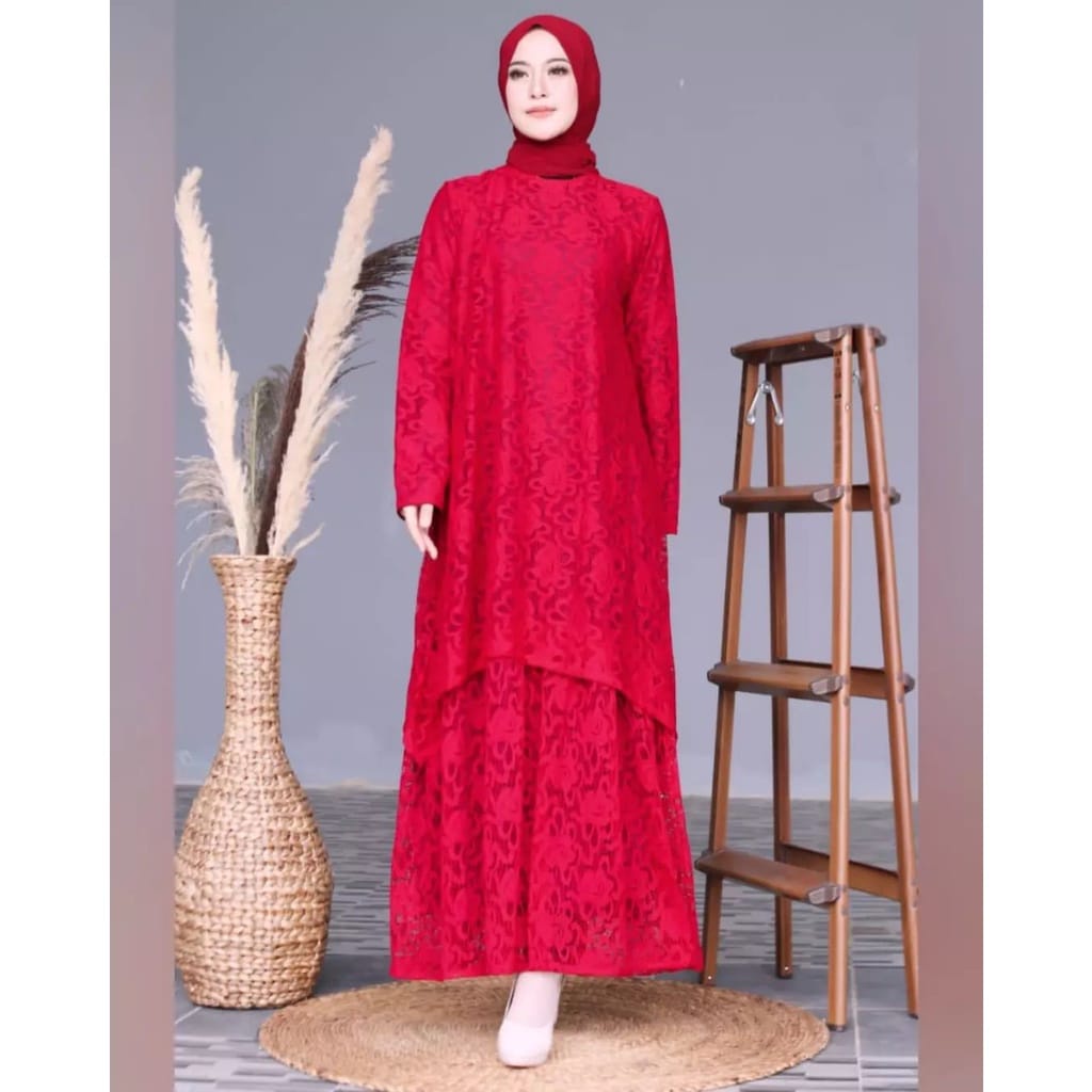 Cessaria Maxy Baju Wanita Gaun Pesta Muslimah Dress Kondangan Jumbo Gamis Brukat Kekinian Fashion Wanita Terbaru