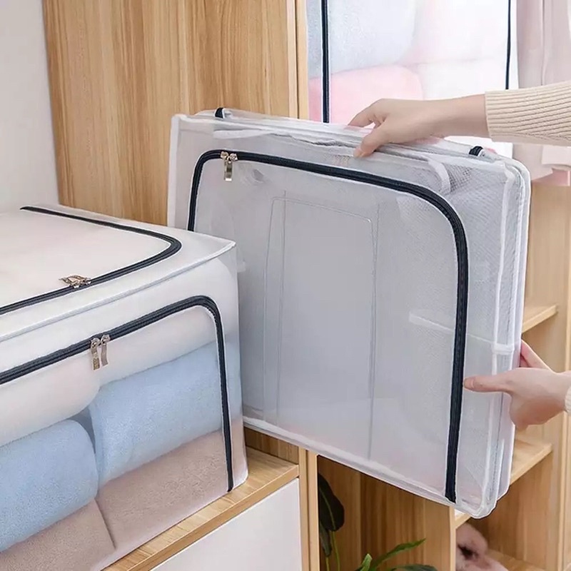 Starlight Kotak Penyimpanan Baju Serbaguna Storage Box Organizer Bag Praktis Kotak Lipat Transparan Tempat Selimut Pakaian