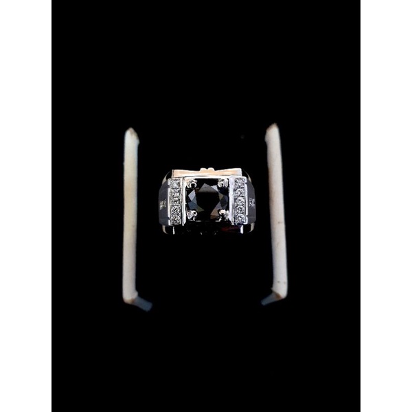 cincin cowo p.paladium jata utama berlian hitam samping berlian