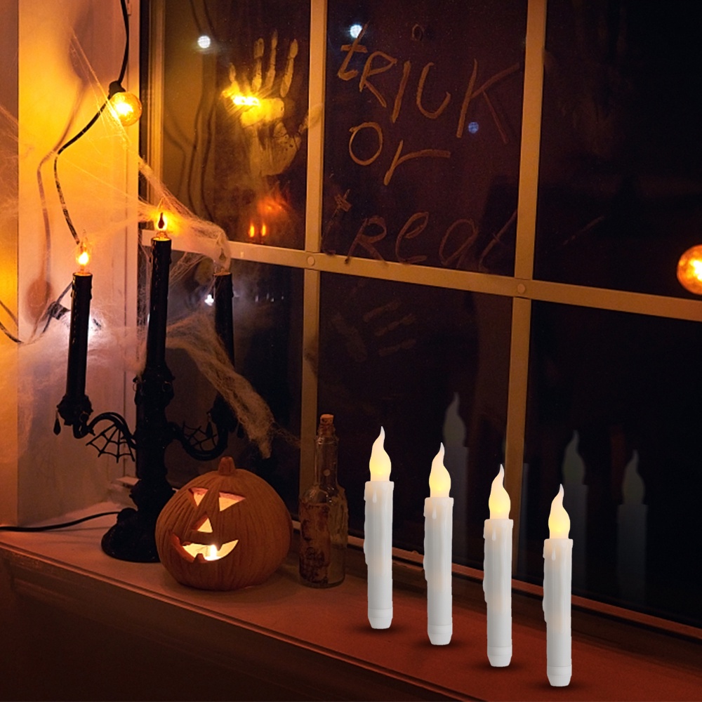 Lampu LED Bentuk Lilin Tanpa Api Tenaga Baterai Untuk Dekorasi Natal / Halloween