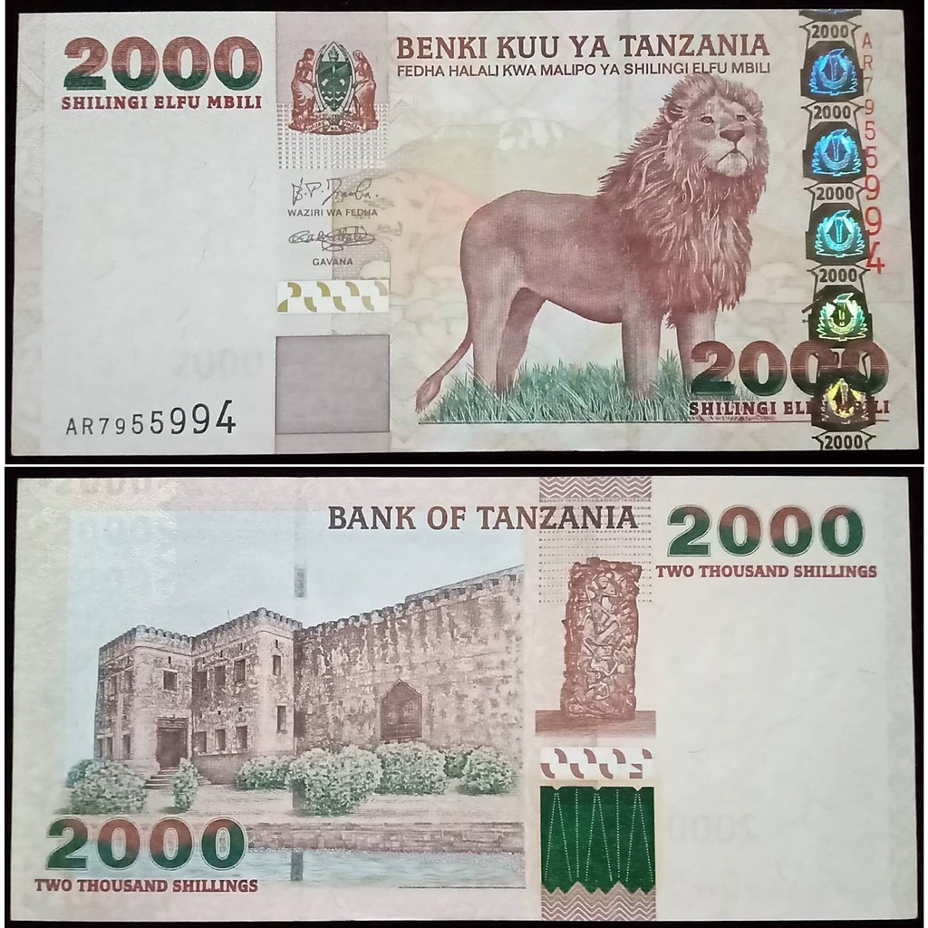 Uang Tanzania 2000 Shillings Tahun 2000 AUNC