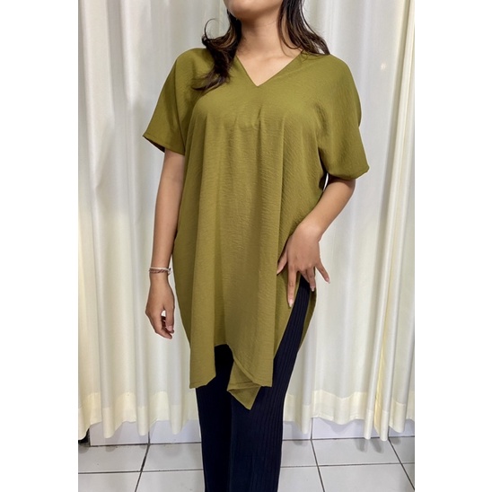 LONG SQUARE TOP | ATASAN BLOUSE WANITA AIRFLOW CRINKLE ANTI LECEK INTAN