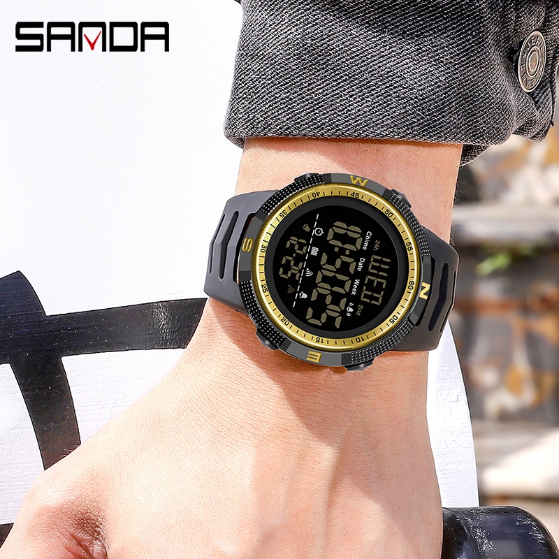 SANDA 6014 Jam Tangan Pria Digital EL Backlight Sport Watch Anti Air WATCHKITE WKOS