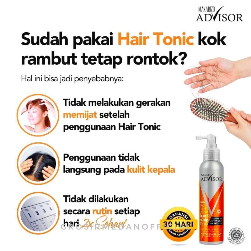 MAKARIZO ANTI HAIR FALL DEFENSE - TONIK ANTI RAMBUT RONTOK DAN KETOMBE - MAKARIZO ADVISOR HAIR AND SCALP TONIC