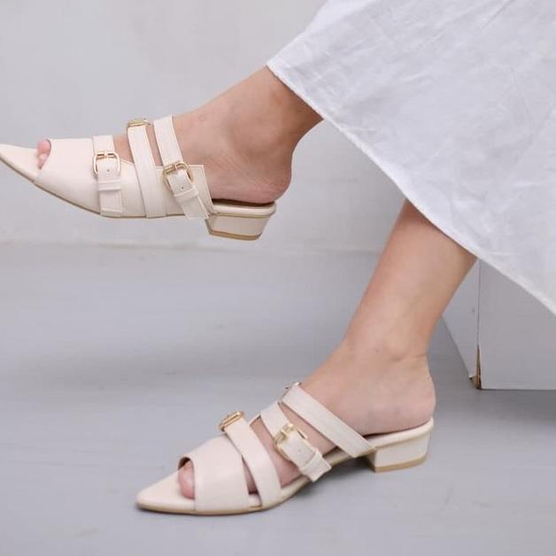 IDn4N8z--Sendal Flat Shoes Wanita 3 Cm Eclaire LAMELIKA