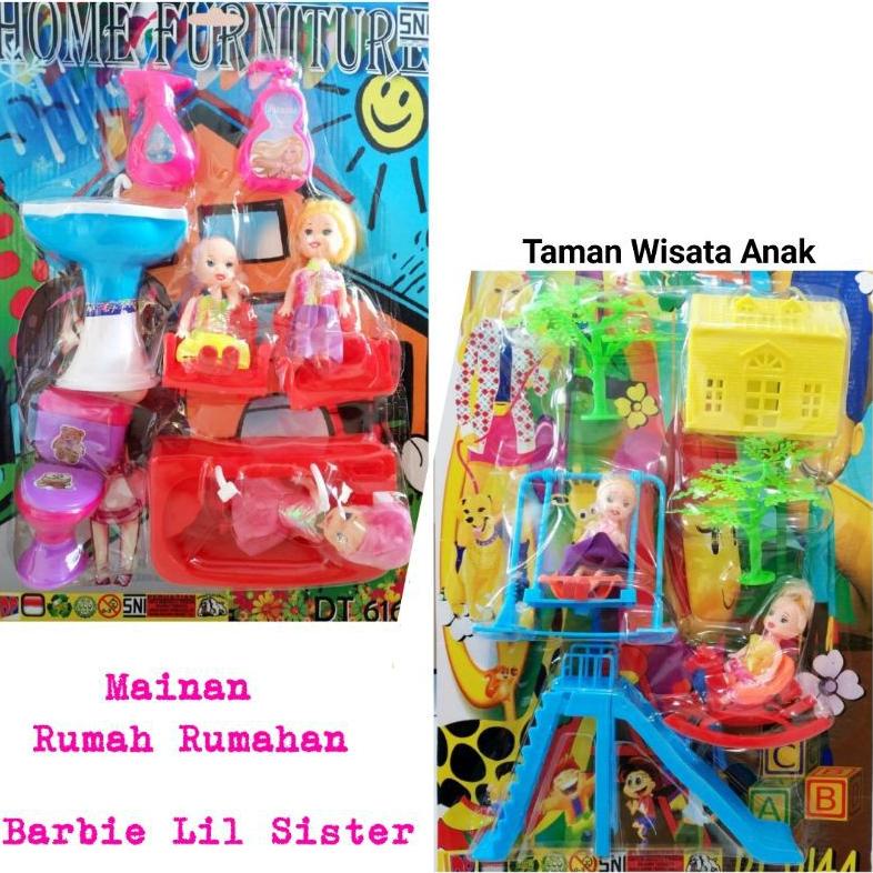 Mainan Boneka Berbie Anak Little Sister Kecil Rumah Rumahan Perabotan Taman Wisata Anak