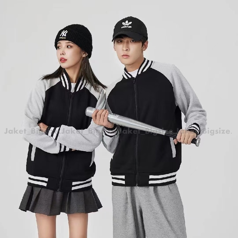 Varsity Varsiti Jaket Universitas Bisbol Baseball Cowok Cewek Couple Kople Oversize Jumbo Warna Hitam Ukuran M L Xl 2xl 3xl 4xl 5xl