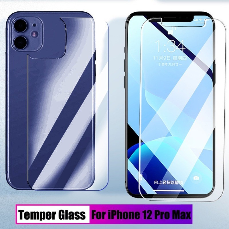 Tempered Glass Pelindung Layar Depan Dan Belakang Untuk IPhone 6 6s 7 8 SE2 Plus X XR Xs 11 12 13 14 Pro Max Mini