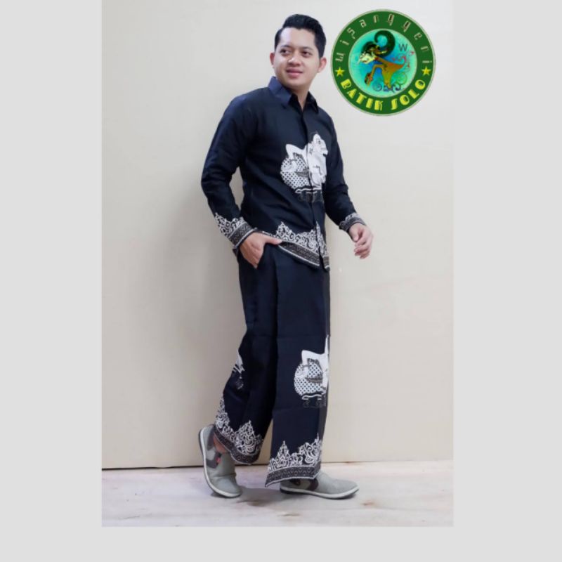 Setelan Sarung Celana Pria Dewasa Kombinasi Kemeja Batik Lengan Panjang Pendek Baju Cowok Modern Kek