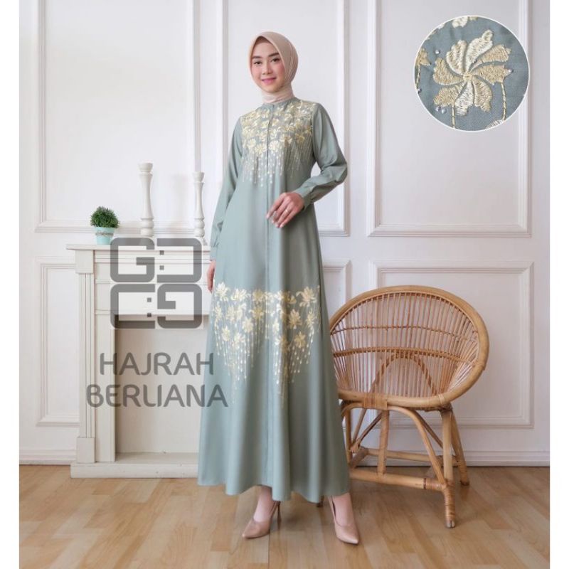 Gamis Hajrah Berliana Bordir Mix Payet Ori by Guzel Premium