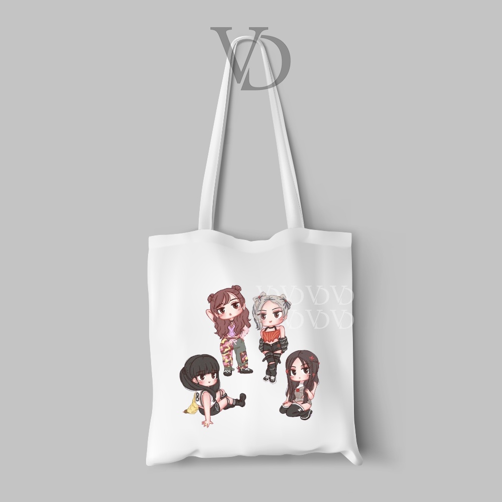 TOTE BAG KANVAS MOTIF born pink venom/ KPOP TOTE BAG / TAS BELANJA MOTIF KOREA / lalisa jennie jisoo rose