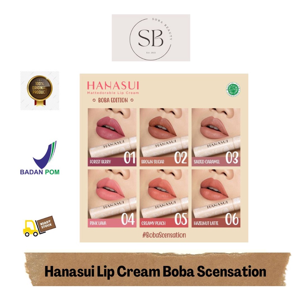 Jual Hanasui Lip Cream Boba Forest Berry/Brown Sugar/Salted Caramel ...