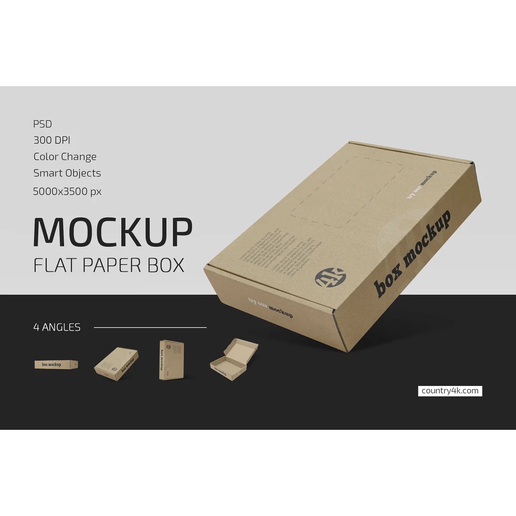 Flat Paper Box Mockup Set