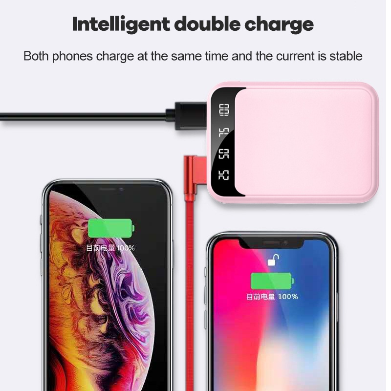 Power Bank 10000mAh Mini Powerbank with Fast Charging Portable Dual USB Output LED Display