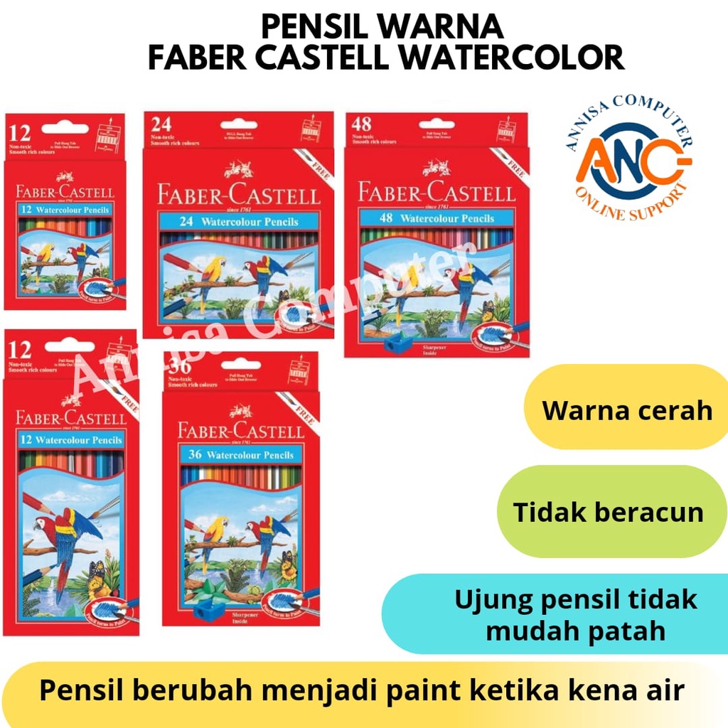 

Pensil Warns Faber-Castell Watercolour Pencils Cat Air - 12 Warna ORI