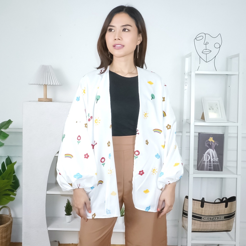 AFI - EC - Kiyowo Outer Motif-CARDIGAN Putih