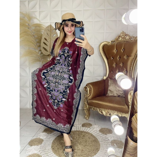 Daster super jumbo long dress lowo kelelawar iriana rayon adem 4L